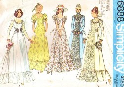 6888 SIMPLICITY BRIDES/ MAID SS-LS RUFFLE DRESS,DETACH TRAIN PATTERN 6,8, 10; 14 CHOICE